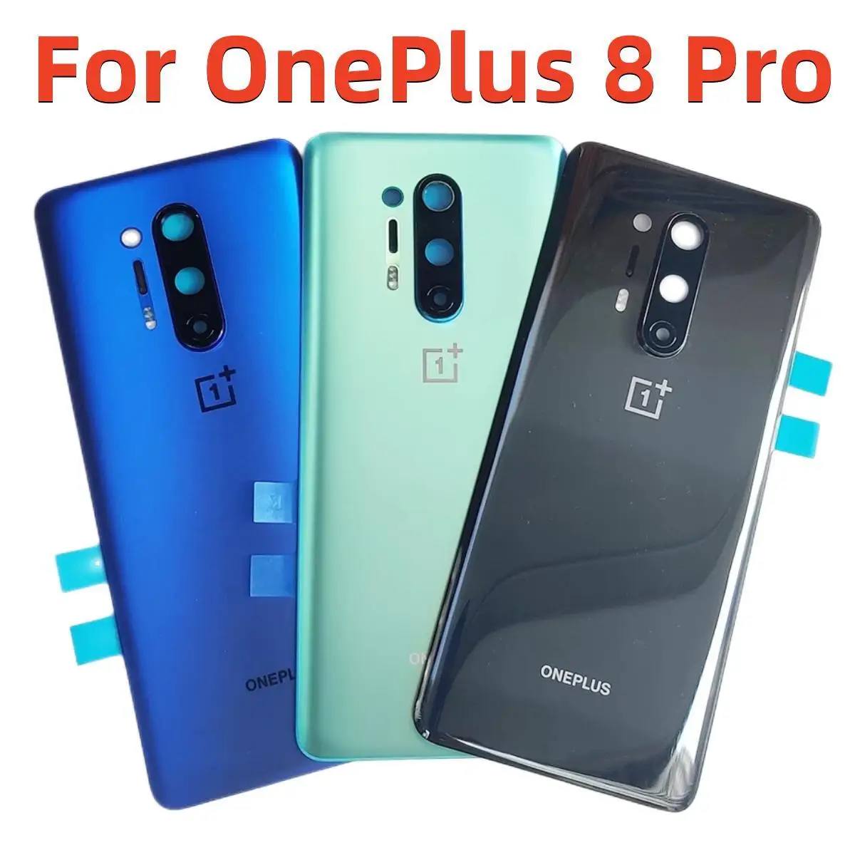 

8Pro Rear Housing Original Oneplus 8 Pro One Plus Glass Back Cover Repair Replace Battery Door Case With Camera Glass Lens +Logo