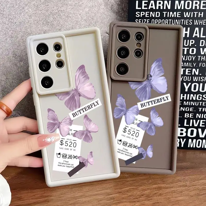 Красный синий чехол с бабочкой для Samsung Galaxy S22 S23 S20 S21 FE S24 Plus Capa Note 20 ультра Phone Fundas