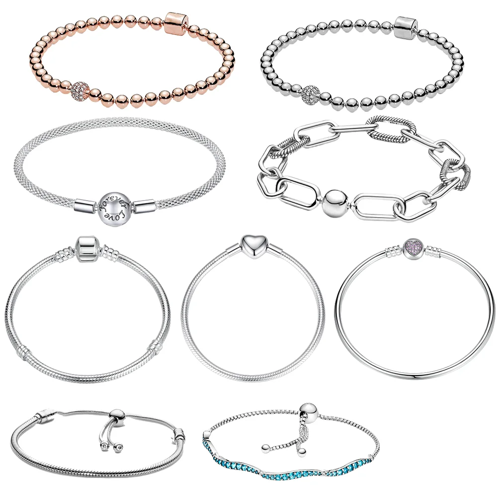 Женский браслет из серебра 925 пробы с цепочкой-змеей |