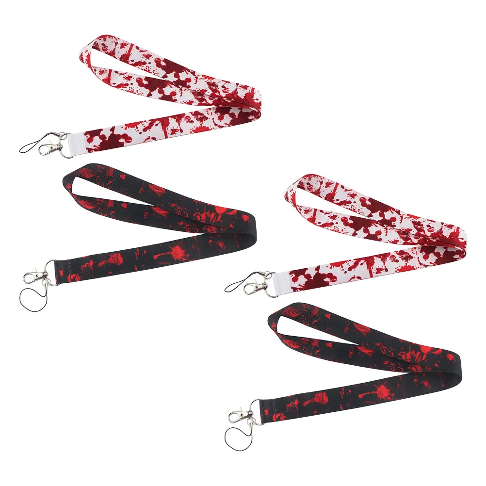 

4 Pcs Blood Phone Lanyard Phones Decor Strap Halloween Hanging Rope Polyester Long Neck Miss Cellphone Decorative Custom