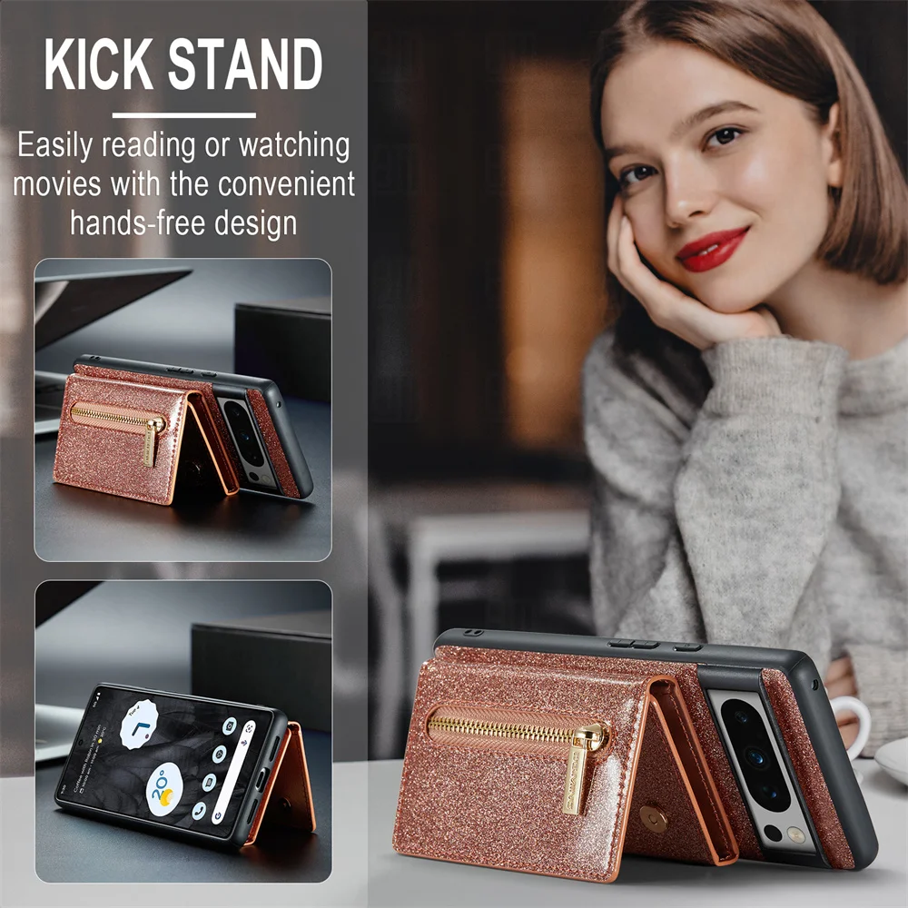 Роскошный Съемный блестящий кошелек DG.MING для Google Pixel 6 6A Pro 7 7A 8 чехол карт