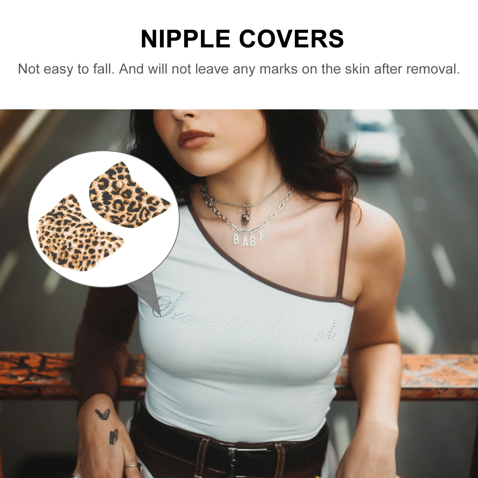 1 Pair No Show Covers For Women Breathable Breast Support Tapes Leopard Print Breast Stickers