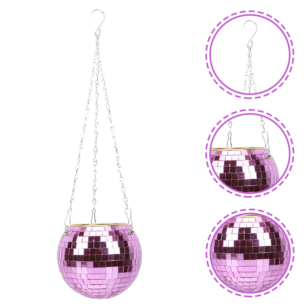 

Hanging Planter Disco Flower Pot Pots Flowerpot Mirror Hanger Basket Indoor Holder Macrame Spherical Wall Ceiling Decoration