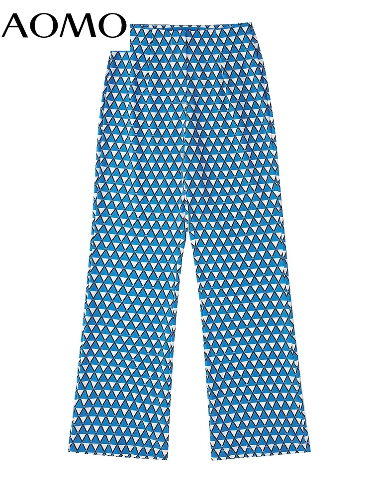 

AOMO Fashion Women Print Suit Pants Trousers Vintage Style Office Lady Pants Pantalon JE159A
