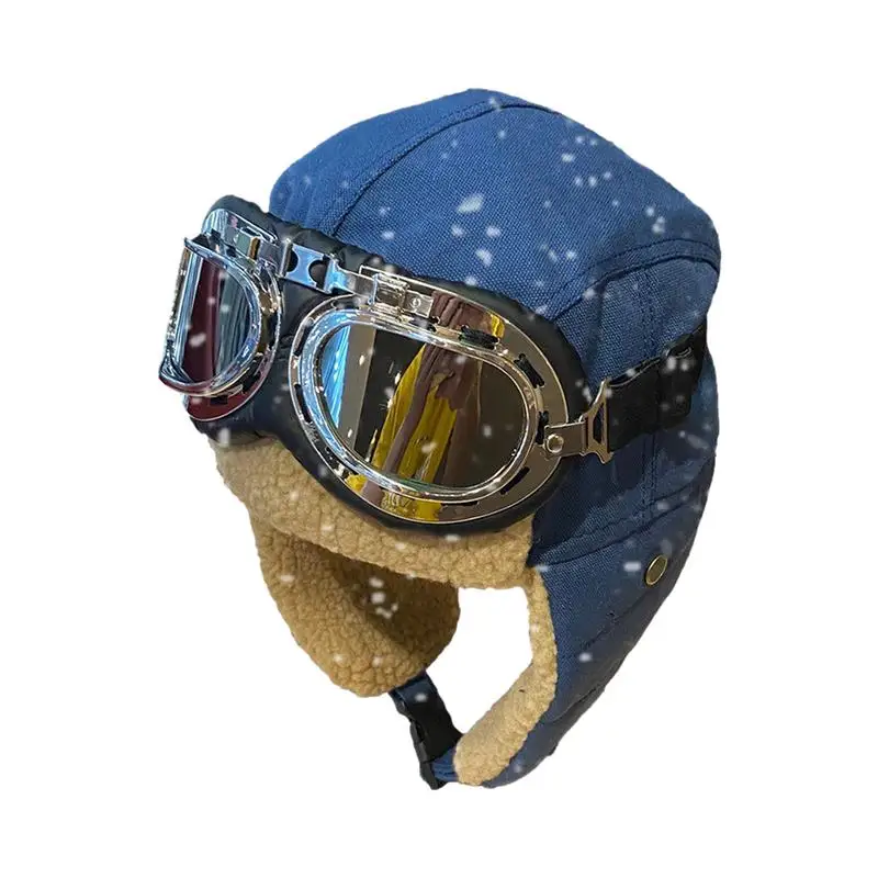 

Шапка-Авиатор мужская с меховыми ушками, бини с очками, в подарок