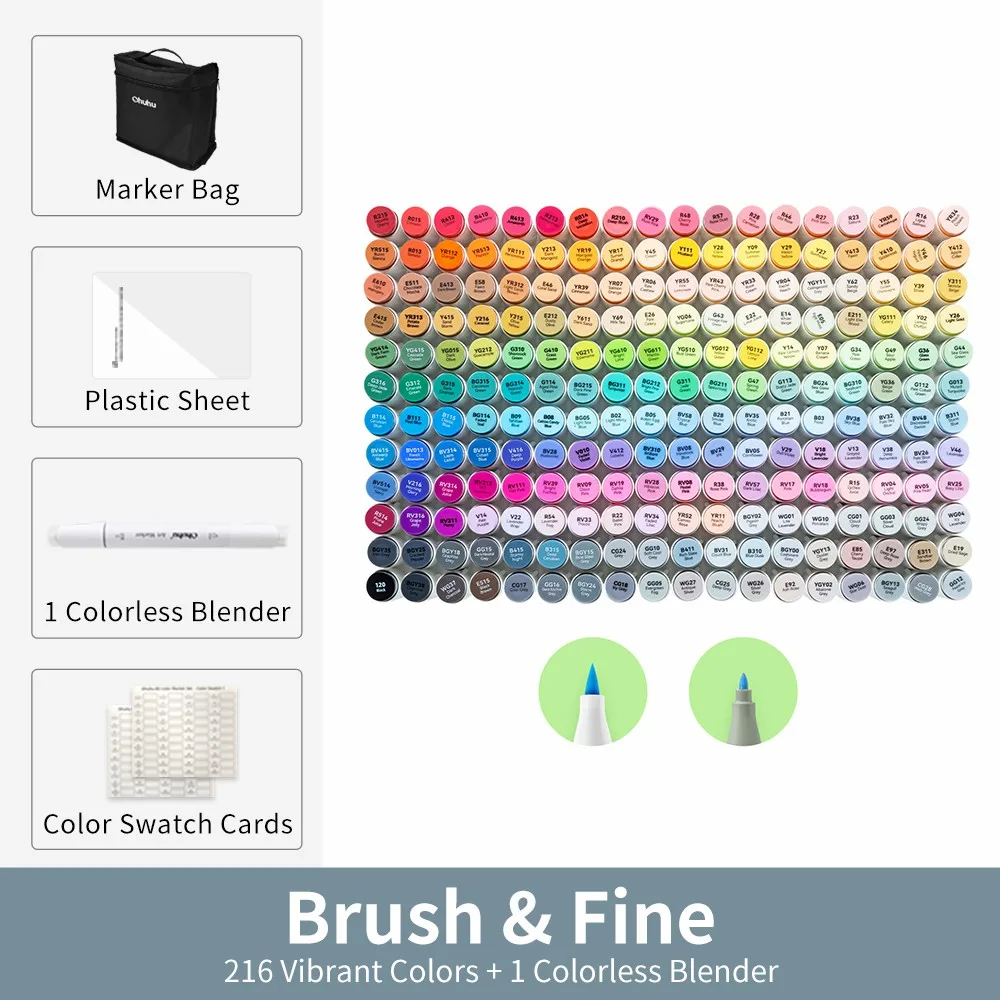 Маркеры Ohuhu Honolulu 216 цветов