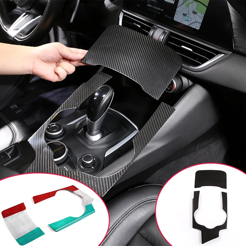 

Car Central Control Trim For Alfa Romeo Giulia /Stelvio 2017 -19 Real Carbon Fiber Interior Center Console Cup Holder Frame Trim