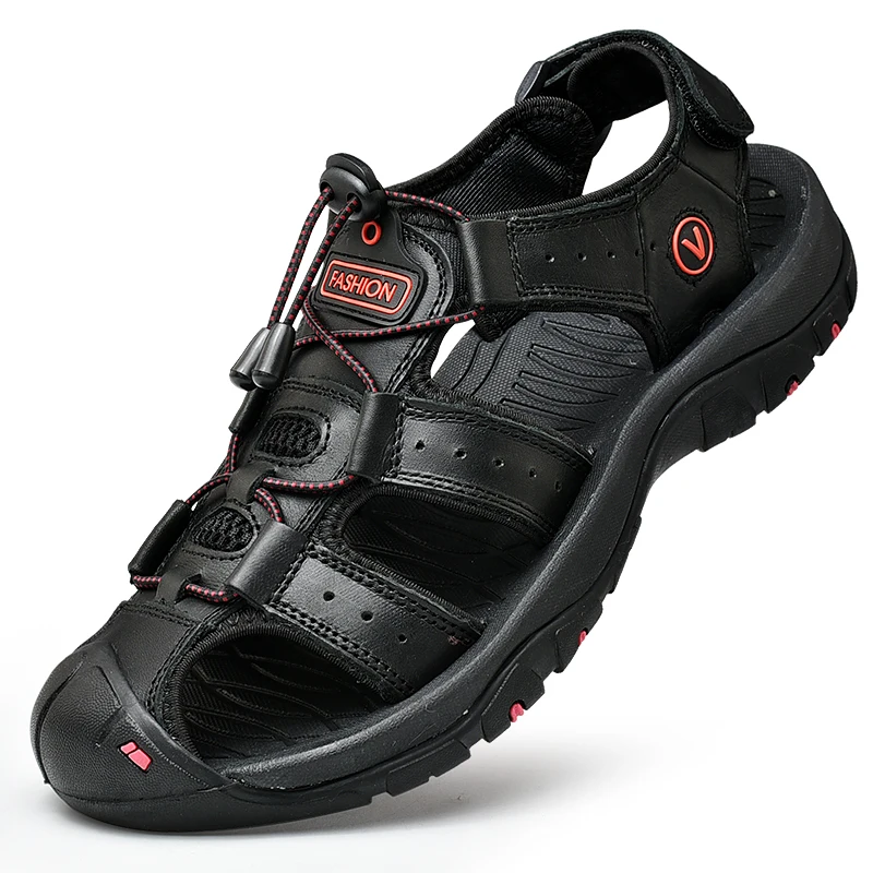 Youth Trend Men's Sandals Summer Top Llayer Leather Sandals Breathable Men's Lleather Shoes Luxury Sandals Soft Outdoor Men's Ro