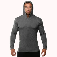 summer thin long sleeve hooded european size mens fitness sports leisure running training gym 100 cotton sweater new