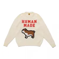 Human Made COTTON KNIT SWEATSHIRT Bulldog Pattern Printing Men And Women Casual Knit Sweater