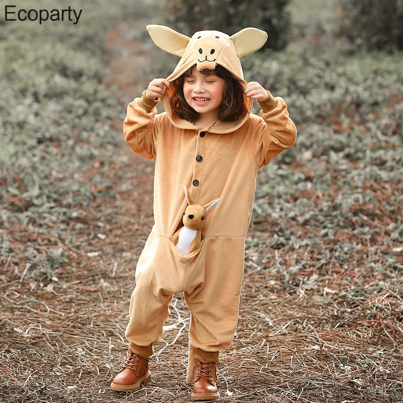 

ECOPARTY 2022 Halloween Costumes for Girls Lovely Kangaroo Costume Kids Child Pajamas Sleepwear Animal Theme Party Fancy Dress36