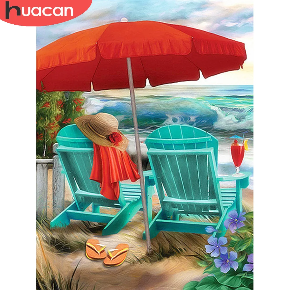 

Алмазная живопись HUACAN 5D «сделай сам», фотокартина для пляжа, квадратная/круглая вышивка, творческие хобби