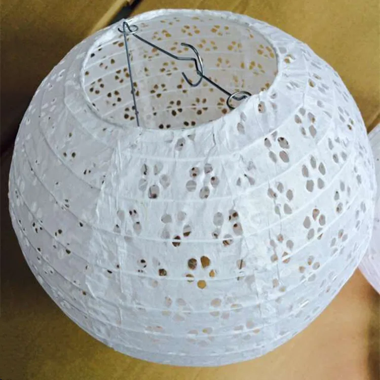 

High Quality 7 Size White Hollow Round Paper Lantern Ball Festival Supplies Chinese Paper Lantern for Wedding Party Decoration