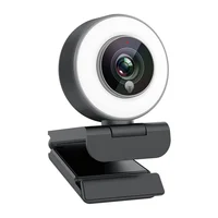 1080P 4K Webcam with Light, Software Included, Fast AutoFocus, Built-in Privacy Cover, USB Web Camera, Dual Stereo Microphone
