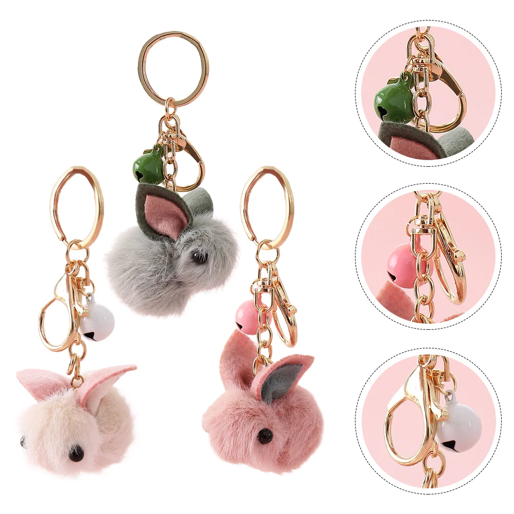 

Keychain Rabbit Bunny Key Plush Pendant Fluffy Pom Keyring Chain Animal Fur Keychains Mini Toys Cute Stuffed Kids Cartoon Ring