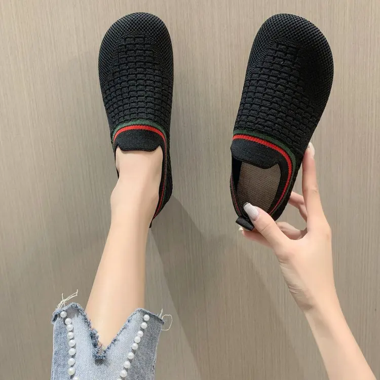 Spring 2023 New Single Shoe Women's Shoes Deep Mouth Single Shoe Round Toe Fabric Flat Shoes