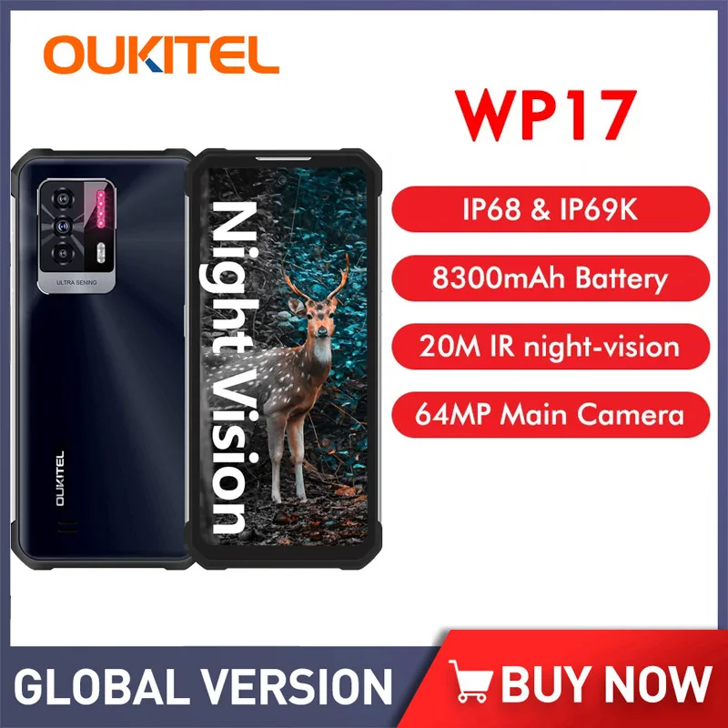 Oukitel Global Rugged Smartphone 8GB+128GB 6.78“FHD 8300MAH Android 11 Mobile Phone 64M+16M Cell Phone