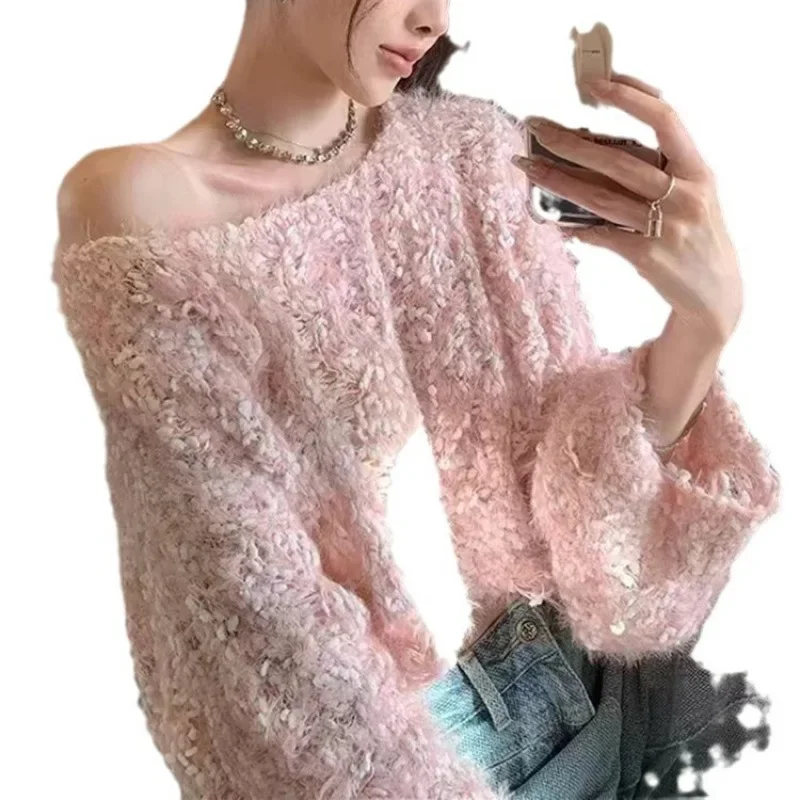 Сексуальный вязаный топ с высокой талией укороченный свитер женский пуловер