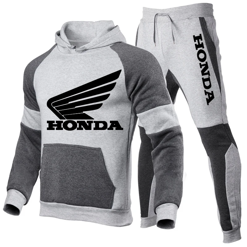 

2022 New Trend Mens Tracksuit Honda Car Logo Hoodie Suit 2 Piece Sweatshirt&Pant Men Sportswear Set Streetswear Running Clothing