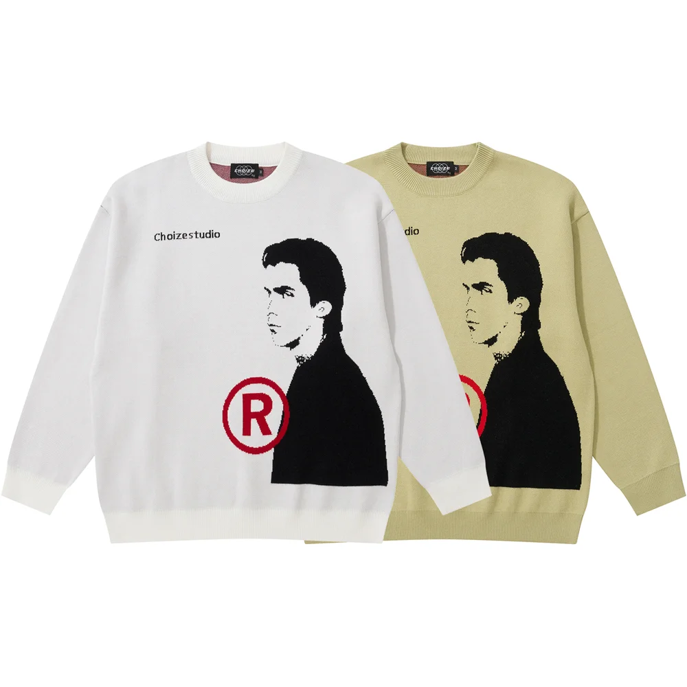 

Original Design Brand CHOIZE High Quality Portrait Printed Y2K Sweater Men Women Vintage Knitted Oversized Unisex Pullovers