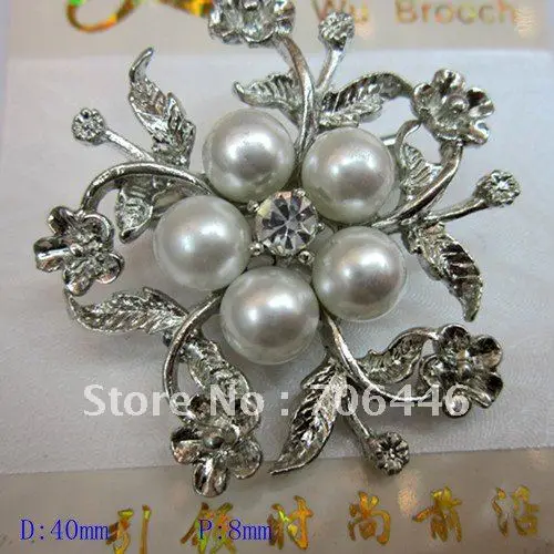 

Hot Seller ! Silver Color Alloy Flower and White Pearl Design Brooch