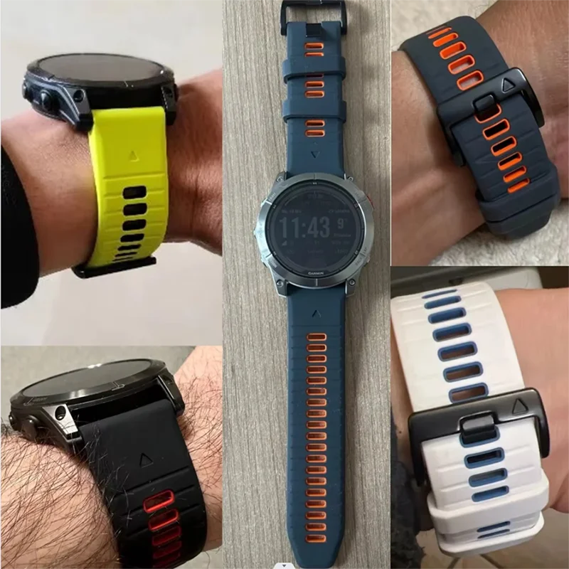 Силиконовый ремешок для часов 22 26 мм Garmin Fenix 7/7Pro/7X/6X/6 Pro/5X/5 Plus/Epix/8 8X E 965 Сменный