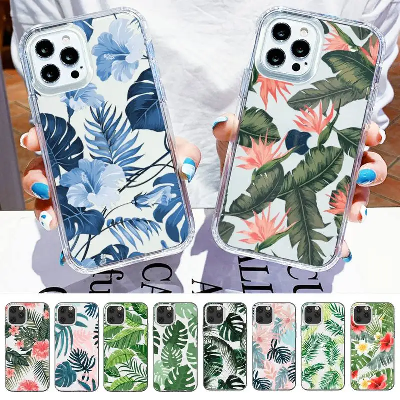 

Palm tree Leaves Plant Flower Phone Case for iPhone 11 12 13 Mini Pro Max 8 7 6 6S Plus X 5 SE 2020 XR XS Clear Case