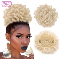 synthetic dreadlocks bun afro puff drawstring ponytail hair chignon faux locs hairpiece clip in hair extensions for black women