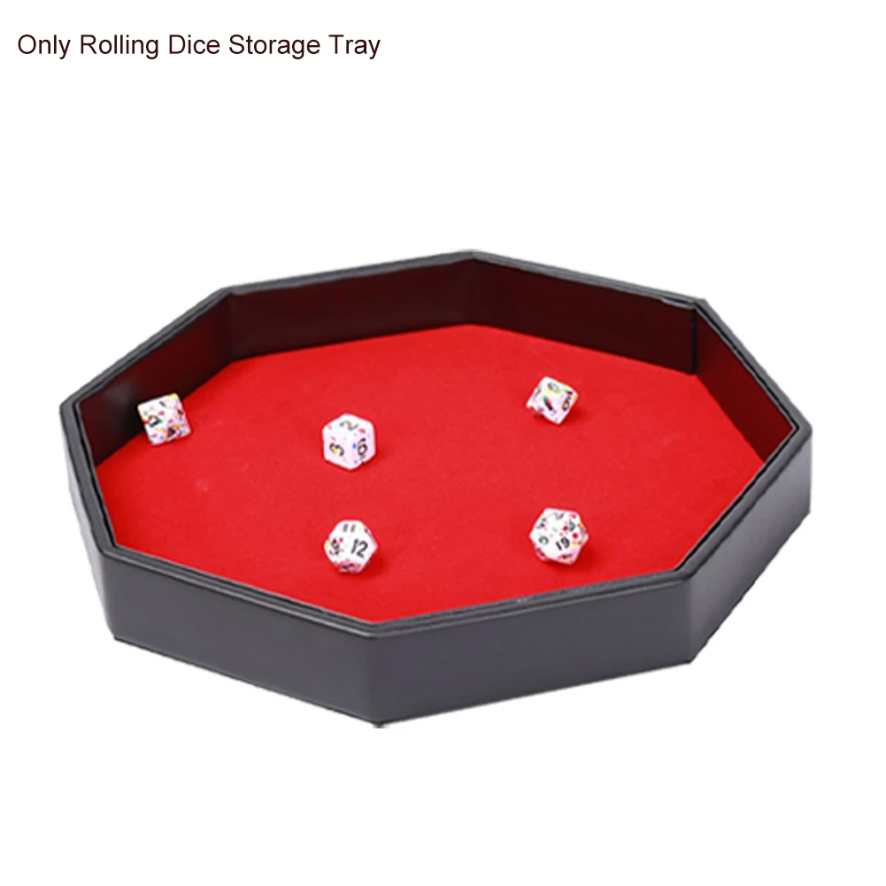 

Portable PU Leather Octagon Board Game Storage Box Desktop Dice Tray Rolling Accessories Catchall For Jewellery Holder Gift Bar