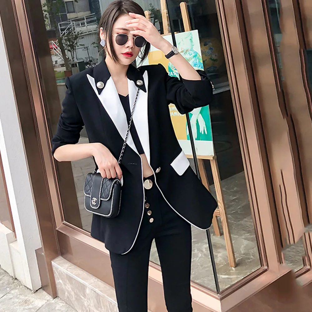 

High-quality Black Suit Women's Jacket Spring 2022 Autumn New French Slim Blazer Clothes Elegant Lady Single Buckle Suit Jackets