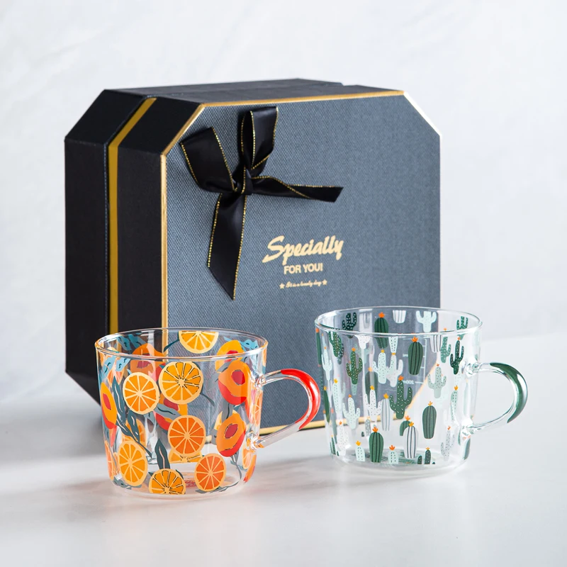 Кружка RHE из двойного стекла термостойкая мерная чашка милая стеклянная для