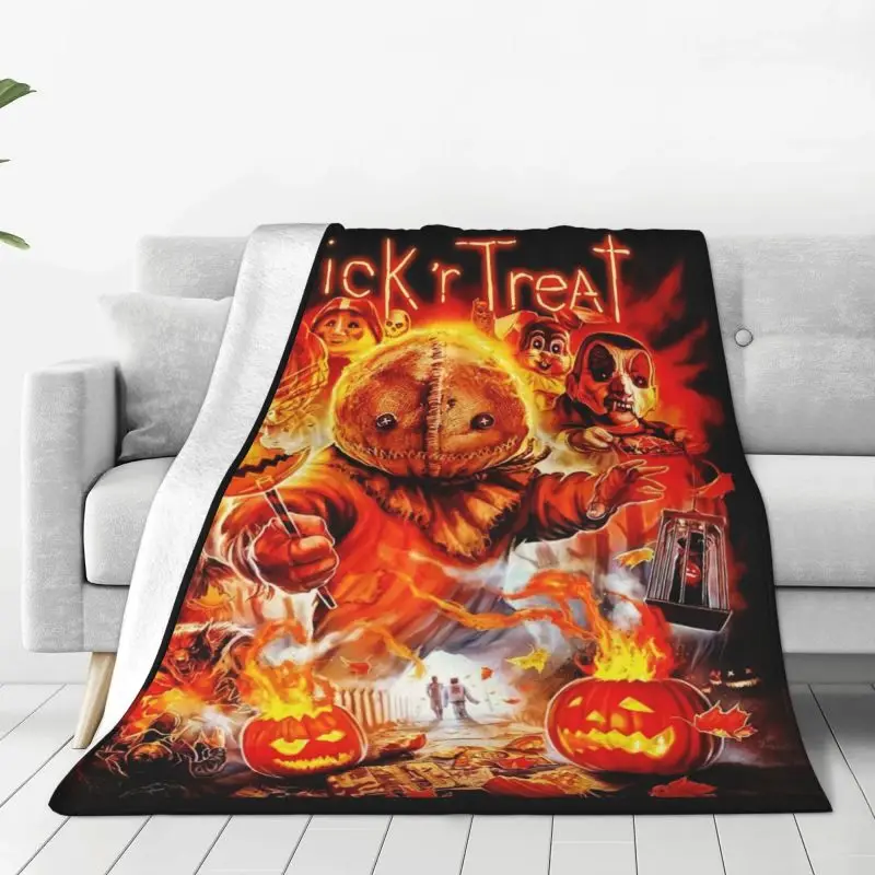 

Halloween Horror Movie Trick 'R Treat Sam Pumpkin Blankets Warm Flannel Throw Blanket for Bedroom Office Bedspreads