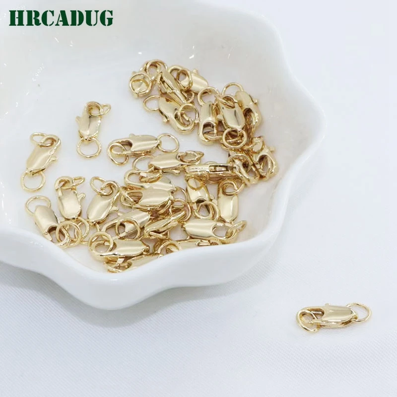18K Gold Plated Fishtail End Clasps Double Close Rings For DIY Bracelet Necklace Jewelry Making Supplies Loose Finishing Buckle