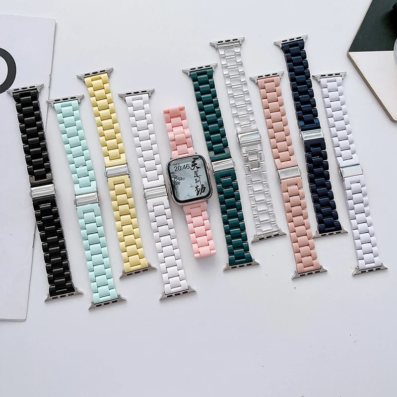 Resin Watch Strap For Apple Watch Bracelet Series 8 49mm 7 6 5 4 42mm 38mm Correa Candy For iwatch band 3 2 44mm 40mm 41MM 45MM