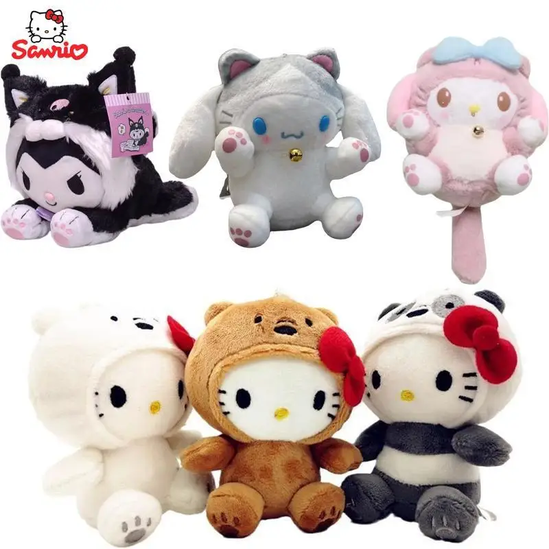 

12Cm Sanrio Hello Kitty Plush Keychain Kawaii Kuromi Cinnamoroll My Melody Pochacco Pom Pom Purin Soft Stuffed Doll Pendant Gift