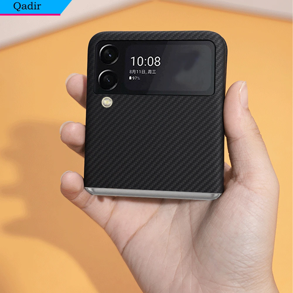 

QADIR Pure Carbon Fiber Case For Samsung Galaxy Z Flip 5 Case Ultra Thin Aramid Fiber Z Flip4 Business Phone Cover for Z flip 3