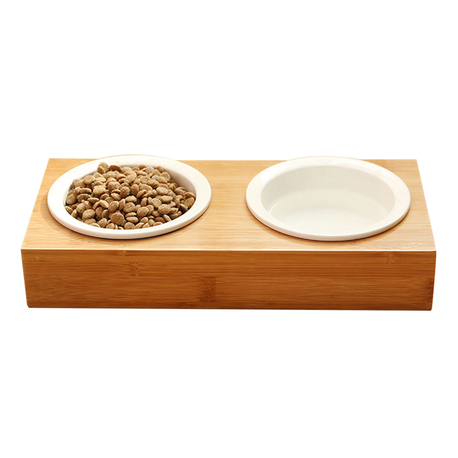 

Wood Raised Dog Bowls Wood Stand Feeding Dog Bowl with Ceramic Bowls for Your Pet Food & Water