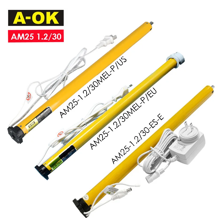 A-OK AM25 1 2/30 прокатный трубчатый двигатель RF433 встроенный литиевый аккумулятор для