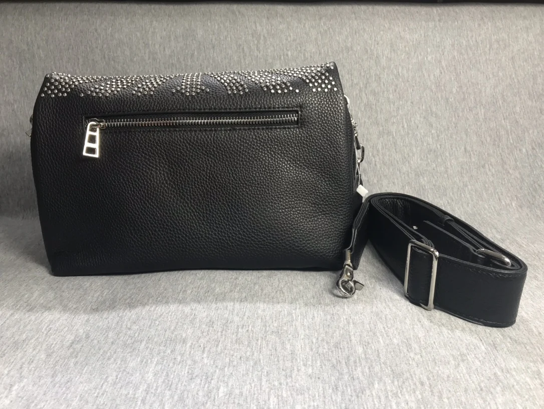 

New Black Hot Diamond Bag GENUINE LEATHER Can Be Carried on The Shoulder Worn Crossbody Hold In Hand