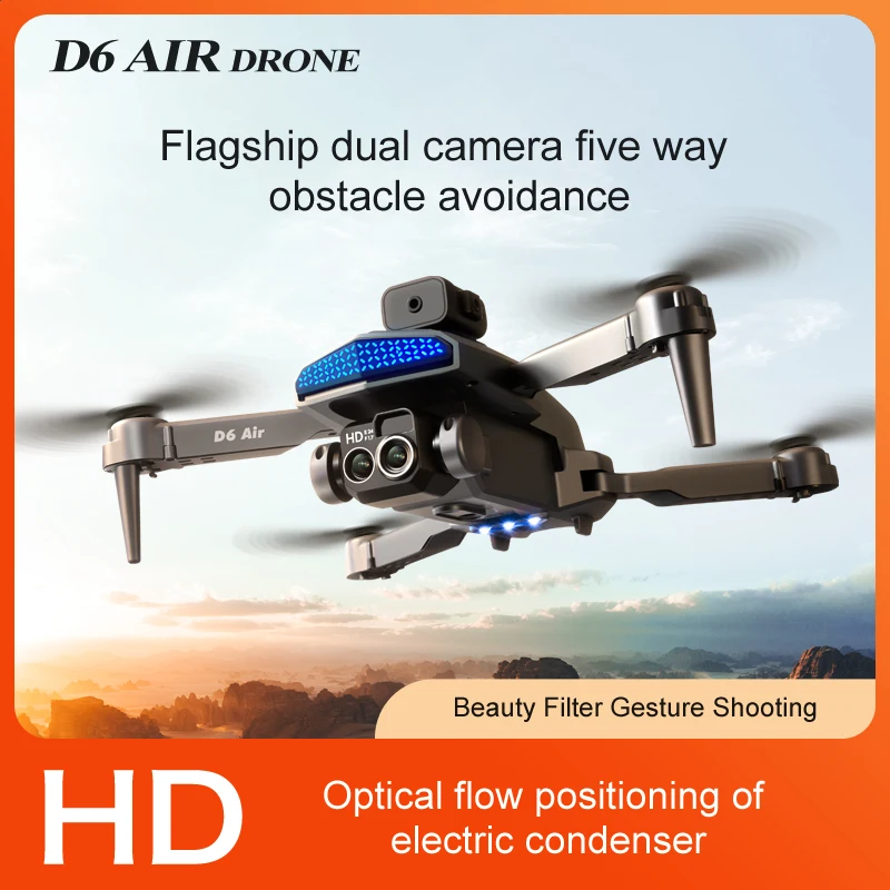 

Профессиональный мини-Дрон Xiaomi D6 Air 8kWifi FPV HD ESC камера оптический поток со избеганием препятствий складной Квадрокоптер игрушка в подарок