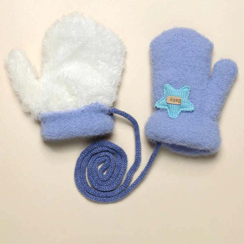 

Soft Cotton Baby Gloves Thick Plush Warm Newborn Girl Boy Mittens With Star Embroidery Solid Color Witer Infant Toddler Freeship