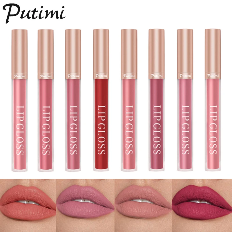 

PUTIMI Silky Smooth Lipstick Waterproof Long Lasting Not EasyTo Fade Lip Gloss Makeup Sexy Women Lip Tint Matte Velvet Lip Glaze