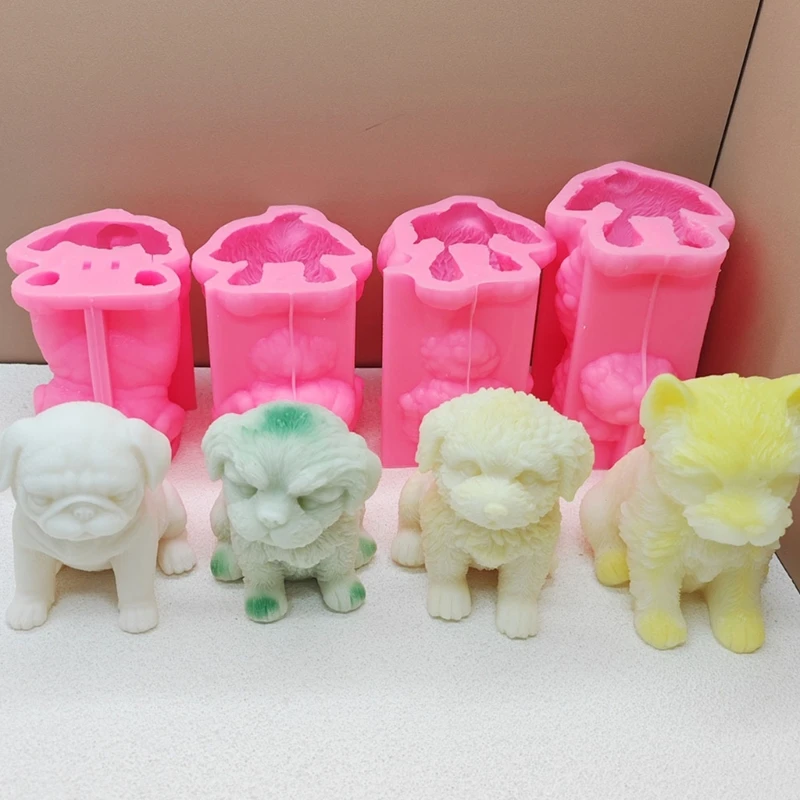 Гибкая силиконовая форма для изготовления мыла в форме свечи собаки легко