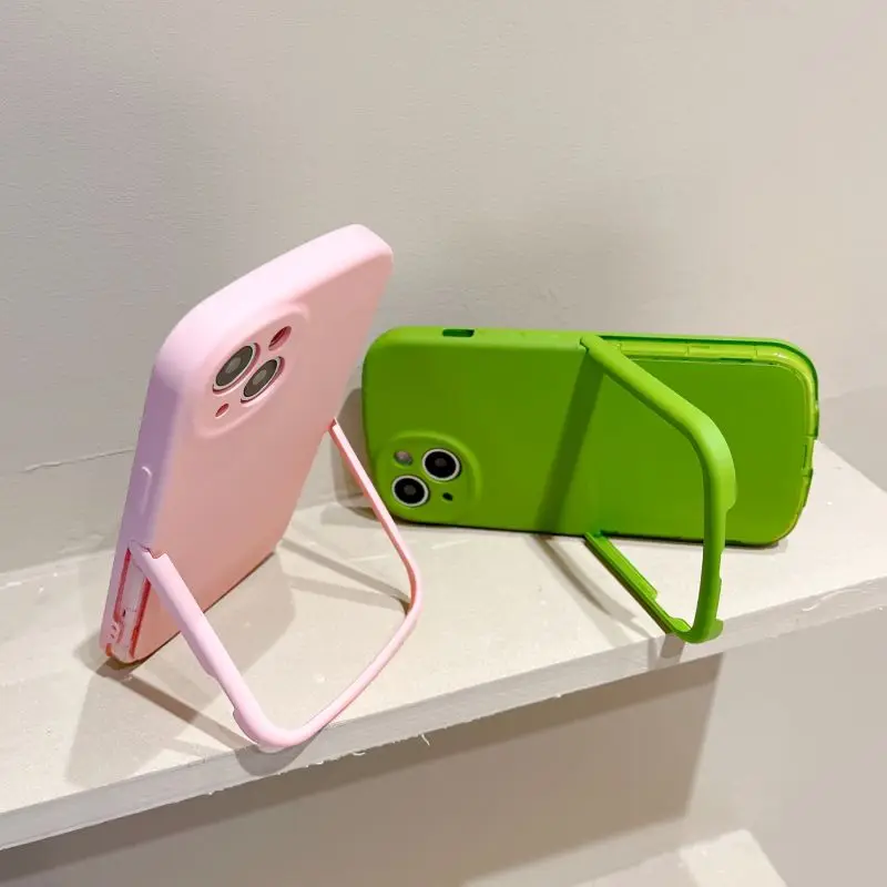 

Liquid Silicone Phone Case For iPhone 11 12 13 Pro Max X XR XS Max 7 8 Pro with Stand Cover