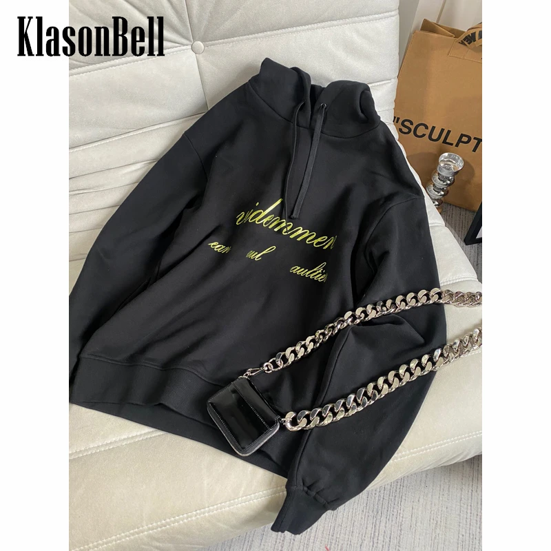 

9.22 KlasonBell Letter Print Drawstring Hooded Loose Comfortable Hoodie Women