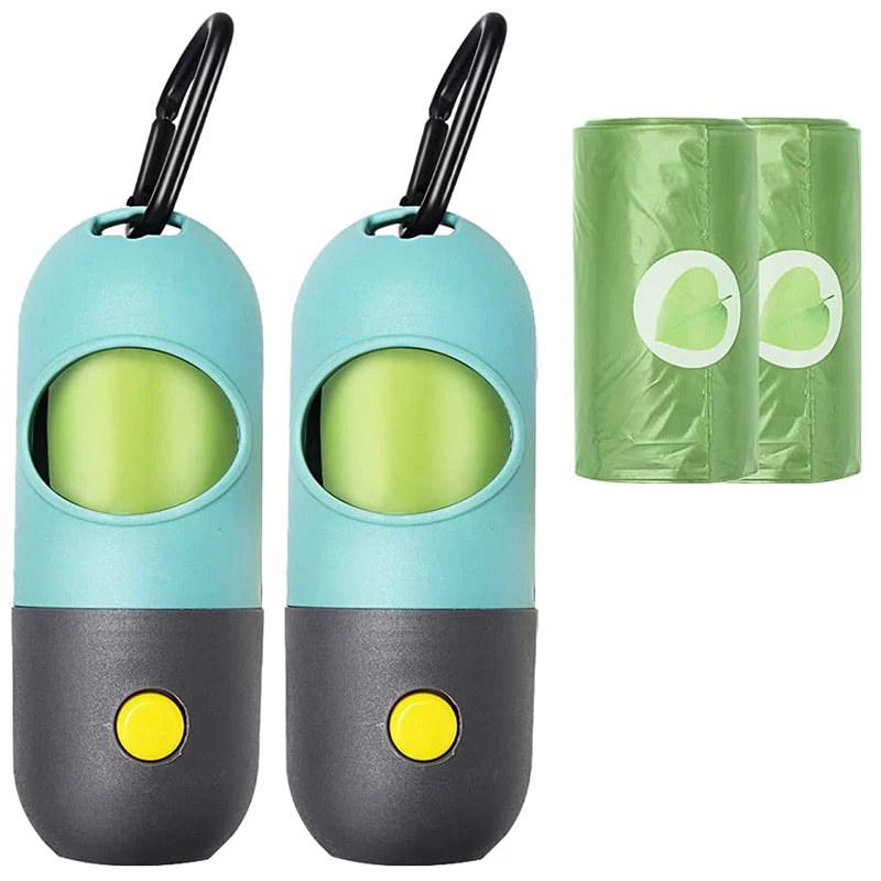 

Dog Poop Bag Dispenser Built-In Led Flashlight 2Pcs Poop Bag Holder, Dog Waste Bag Dispenser For Leash With Sturdy
