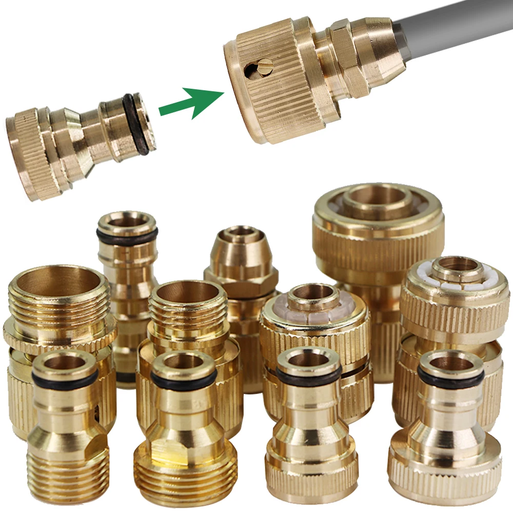 Brass Tap 1/2" 3/4" 1" Quick Connector Garden Watering Accessories for 16mm Pacifier Nipple Hose Connect Repair Adapter Extender