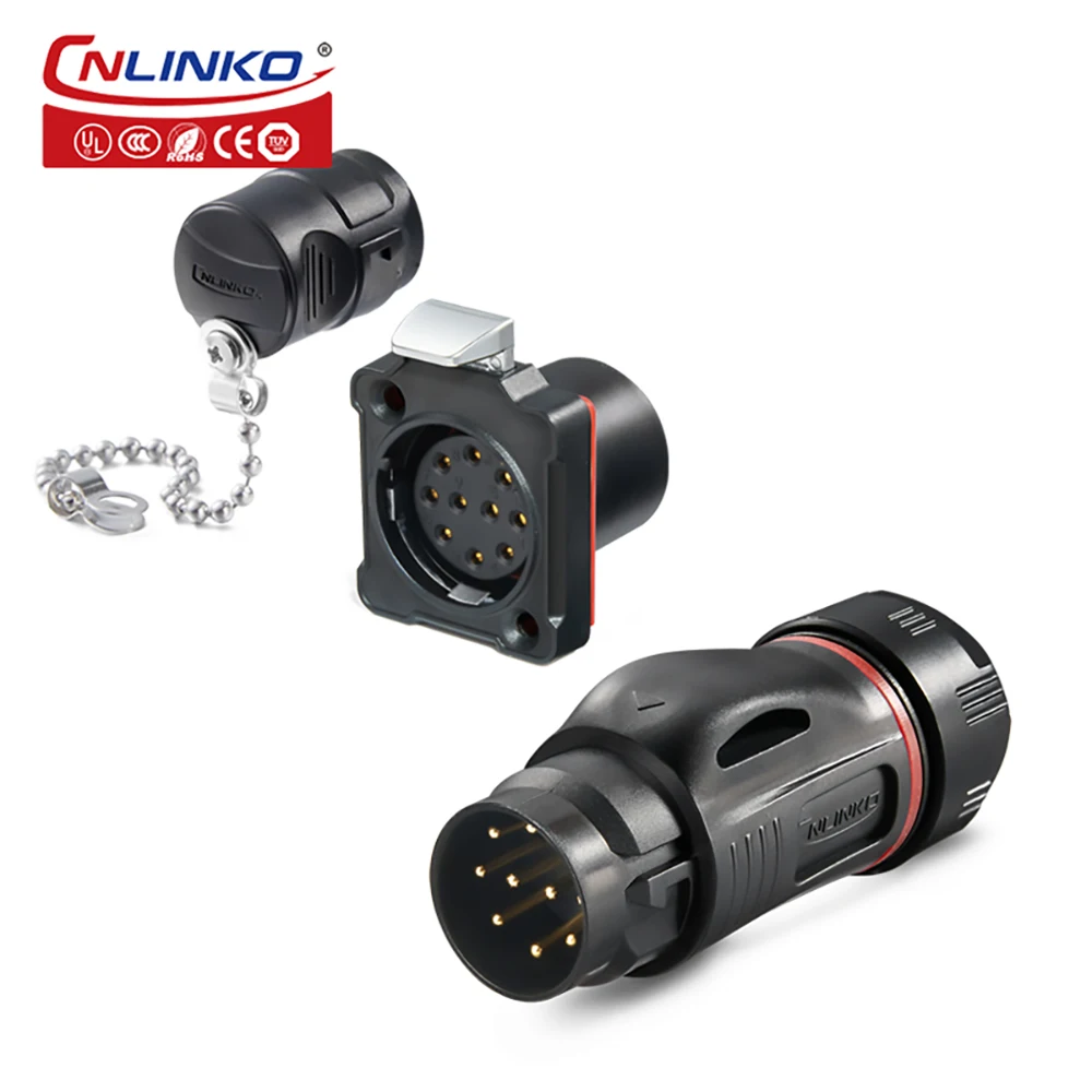 

Cnlinko 10 Pin IP67 Waterproof PBT Plastic Connector Adapter Solder Cable Quick Connecting Electrical Wire Connectors