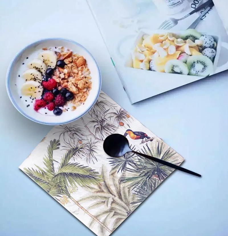 

20 pieces / bag, tropical rainforest style, printed high-end restaurants, cafes, napkins, paper towels, household handkerchiefs