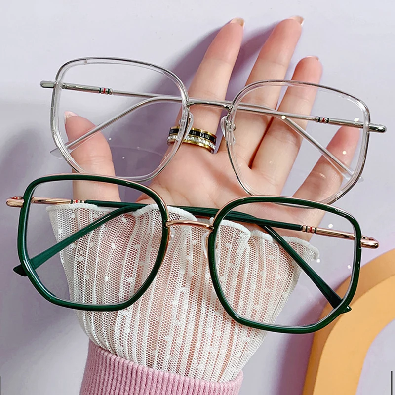 

Retro Green Frame Blocking Glasses 2023 Women Girl Plain Glasses Anti Blue Light Bezel Transparent Eyewear Glasses Protect Eyes